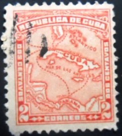 Selo postal de Cuba de 1914 Map of the country 2