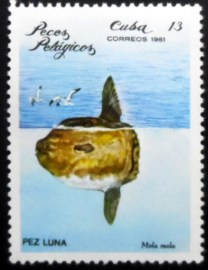 Selo postal de Cuba de 1981 Ocean Sunfish