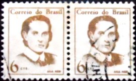 Par de selos postais do Brasil de 1967 Ana Neri