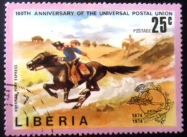 Selo postal da Libéria de 1974 American Pony Express