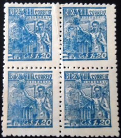 Quadra de selos postais do Brasil de 1946 Siderurgia 1,20