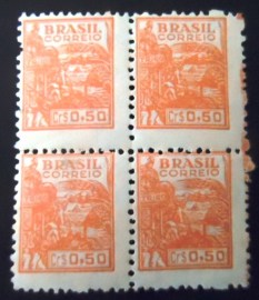 Quadra de selos postais do Brasil de 1946 Trigo 50