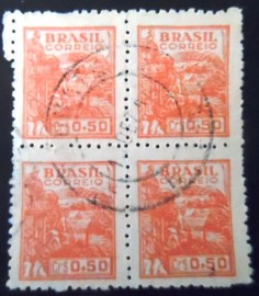 Quadra de selos postais do Brasil de 1946 Trigo