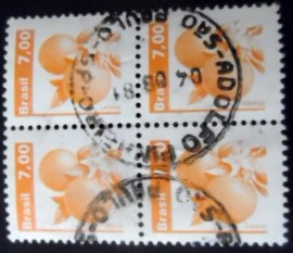 Quadra de selos postais do Brasil de 1981 Laranja