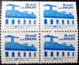 Quadra dos selos postais do Brasil de 1988 Casa dos COntos