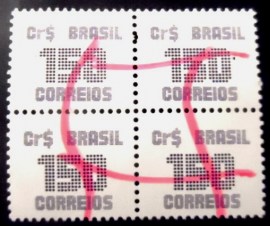 Quadra de selos postais do Brasil de 1985 Cifra 150 - 635 U