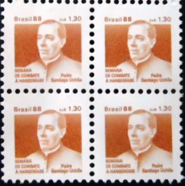 Quadra de selos postais do Brasil de 1988 Padre Santiago Uchoa H 25