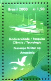 Selo postal do Brasil de 2000 Navio e Aves