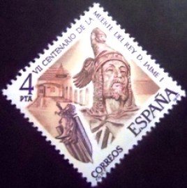 Selo postal da Espanha de 1977 Death of James I