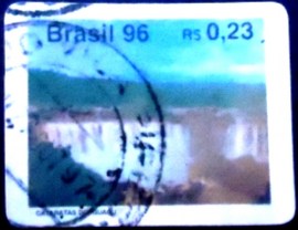 Selo postal do Brasil de 1996 Cataratas do Iguaçu