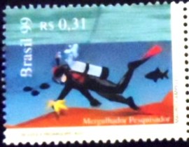 Selo postal do Brasil de 1999 Mergulhador