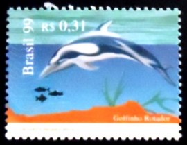 Selo postal do Brasil de 1999 Golfinho Rotador