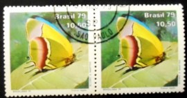 Par de selos postais do Brasil de 1979 Evenus Regalis MCC