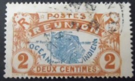 Selo postal da Ilha Reunion de 1907 Map of La Reunion