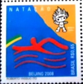 Selo postal comemorativo do Brasil de 2008 Natação