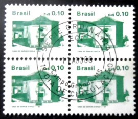 Quadra de selos postais do Brasil de 1986 Casa de Garcia D'Avila