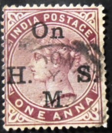 Selo postal da Índia de 1883 Queen Victoria On H.M.S.