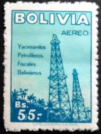 Selo postal da Bolívia de 1955 Oil Derricks