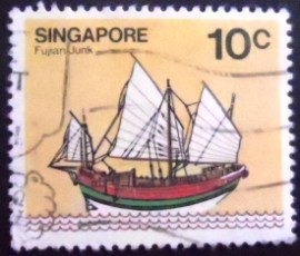Selo postal de Singapura de 1980 Fujian Junk