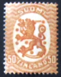 Selo postal DA Finlândia de 1917 Coat of Arms 1917 Saarinen Design