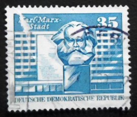 Selo postal da Alemanha Democrática de 1973 Karl Marx Stadt