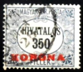 Selo postal da Hungria de 1923 Official Stamp