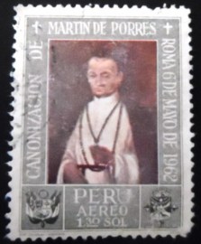 Selo postal do Peru de 1965 St. Martín de Porres Velasquez