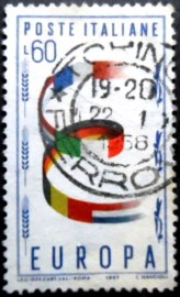 Selo postal da Itália de 1957 Flags in National Colours