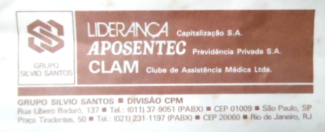 Envelope Circulado em 1989 Grupo Silvio Santos