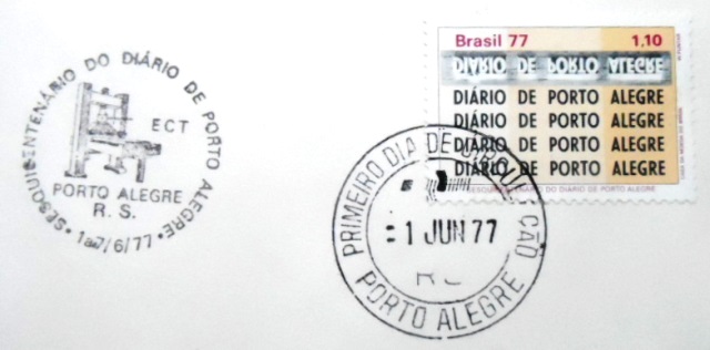 FDC Oficial de 1977 nº 120 Diário Porto Alegre