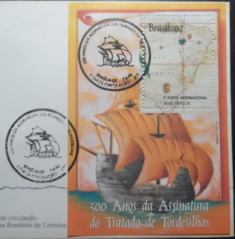 FDC Oficial de 1994 nº 619 Tratado de Tordesilhas