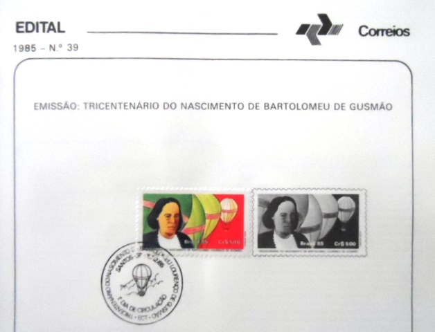 Detalhe do Edital de Lançamento nº 39 de 1985 Bartolomeu de Gusmão