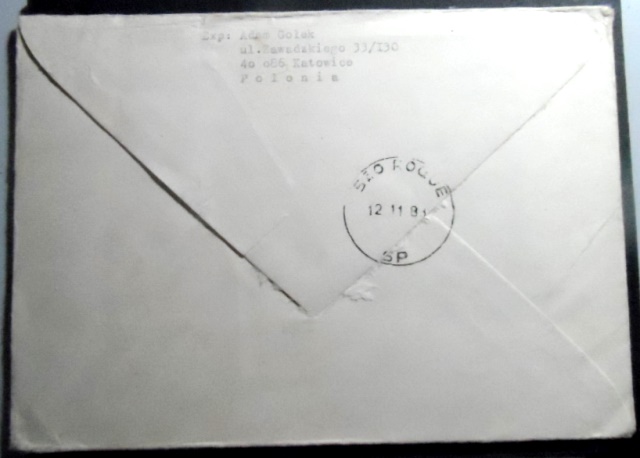 Envelope circulado em 1983 entre Polônia x Brasil