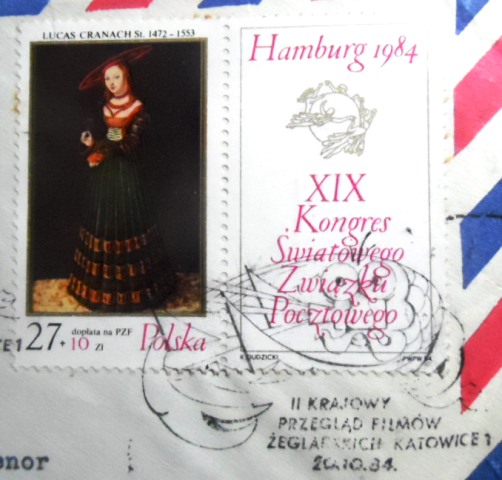 Envelope circulado em 1984 entre Polônia x Brasil