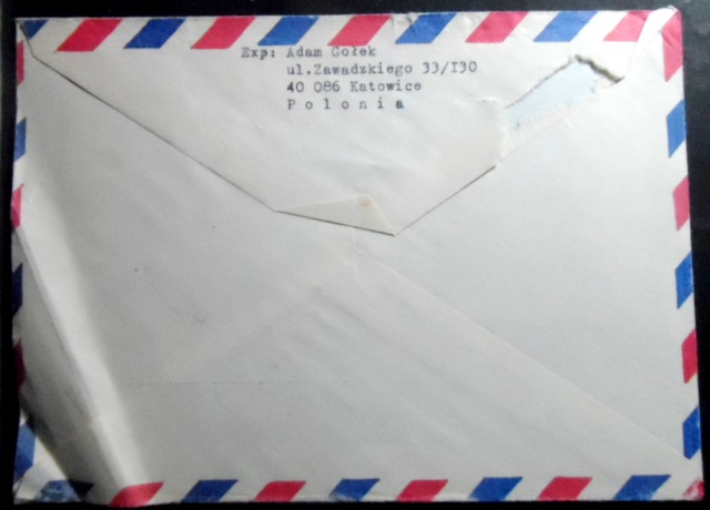 Envelope circulado em 1984 entre Polônia x Brasil