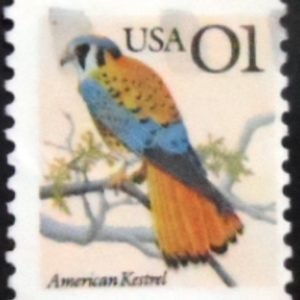 Selo postal dos Estados Unidos de 1991 American Kestrel