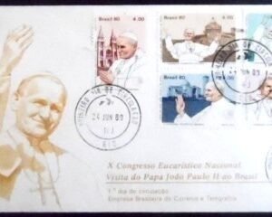 FDC oficial nº 201 de 1980 Visita João Paulo II RJ 28737