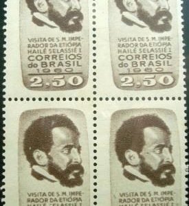 Quadra de selos postais do Brasil de 1961 Hailé Selassié