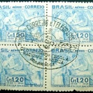 Quadra de selos postais aéreos de 1948 Escola de Música