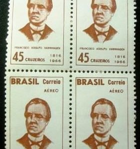 Quadra de selos Aéreos do Brasil de 1966 Visconde Porto Seguro