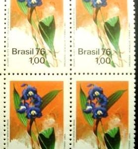 Quadra de selos postais do Brasil de 1976 Orquídea 937 M