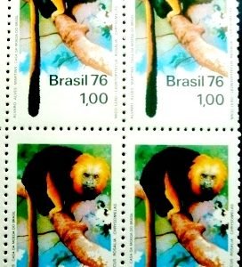 Quadra de selos postais do Brasil de 1976 Mico Leão 936 M