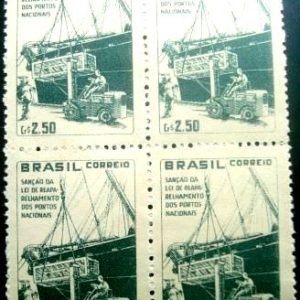 Quadra de selos postais do Brasil de 1959 Fundo portuário - 434 N