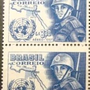 Par de selos postais aéreos do Brasil de 1957 - A 86 N