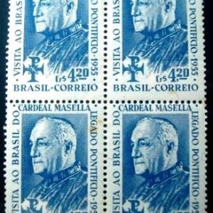 Quadra de Selos postais do Brasil de 1955 Cardeal Masella