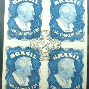 Quadra de selos Aéreos do Brasil de 1949 Roosevelt