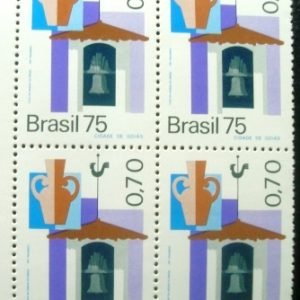 Quadra de selos postais do Brasil de 1975 Cidade de Goiás 907 M