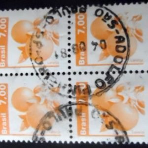 Quadra de selos postais do Brasil de 1981 Laranja