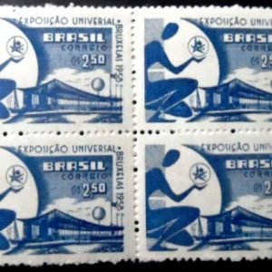 Quadra de selos postais de1958 Exposição de Bruxelas - c 405 M