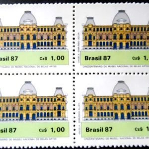 Quadra de selos postais de 1987 Museu Belas Artes Rio